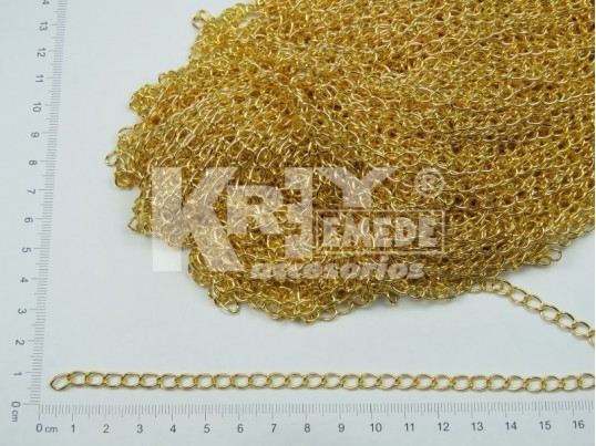 Cadena dorada simple eslabon redondo 1 mm x 50 mts